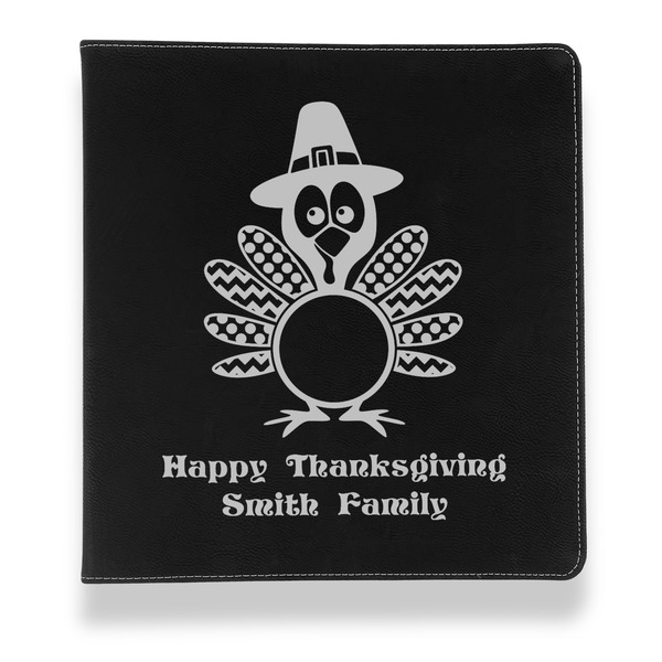 Custom Happy Thanksgiving Leather Binder - 1" - Black (Personalized)