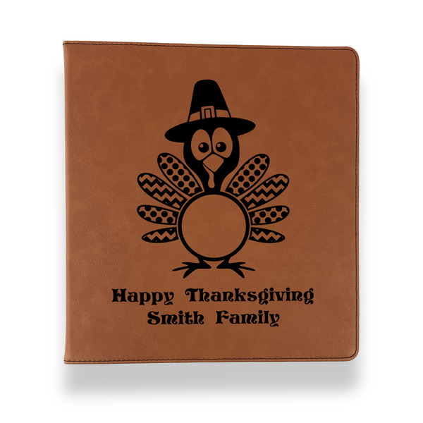 Custom Happy Thanksgiving Leather Binder - 1" - Rawhide (Personalized)