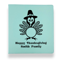 Happy Thanksgiving Leather Binder - 1" - Teal (Personalized)