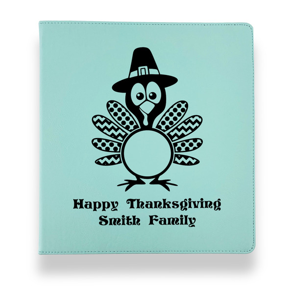 Custom Happy Thanksgiving Leather Binder - 1" - Teal (Personalized)