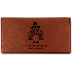 Happy Thanksgiving Leatherette Checkbook Holder - Double Sided (Personalized)