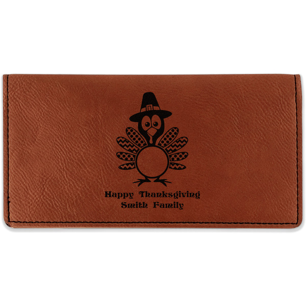 Custom Happy Thanksgiving Leatherette Checkbook Holder (Personalized)