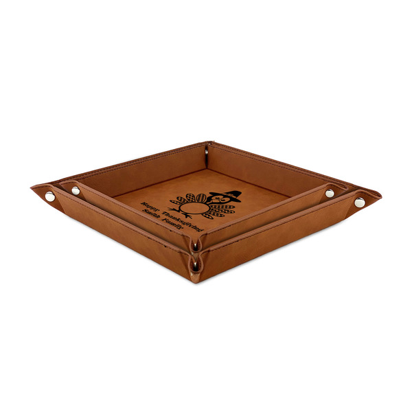 Happy Thanksgiving Leather Valet Trays - TRAYS STACKED (both trays)