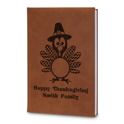 Happy Thanksgiving Leatherette Journal - Large - Double Sided (Personalized)