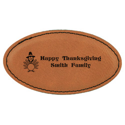 Happy Thanksgiving Leatherette Oval Name Badge with Magnet (Personalized)