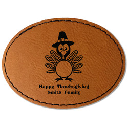 Happy Thanksgiving Faux Leather Iron On Patch - Oval (Personalized)