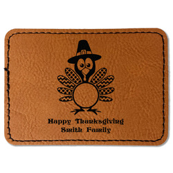 Happy Thanksgiving Faux Leather Iron On Patch - Rectangle (Personalized)
