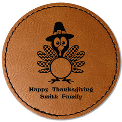 Happy Thanksgiving Faux Leather Iron On Patch - Round (Personalized)