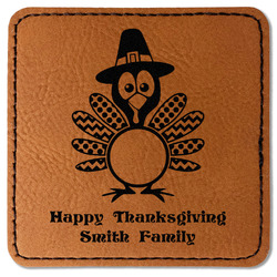 Happy Thanksgiving Faux Leather Iron On Patch - Square (Personalized)