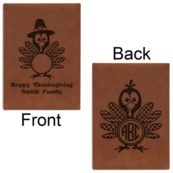 Happy Thanksgiving Leatherette Sketchbooks - Large - Double Sided - Front & Back View