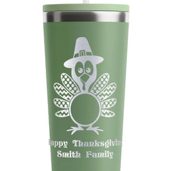 Happy Thanksgiving RTIC Everyday Tumbler with Straw - 28oz - Light Green - Double-Sided (Personalized)