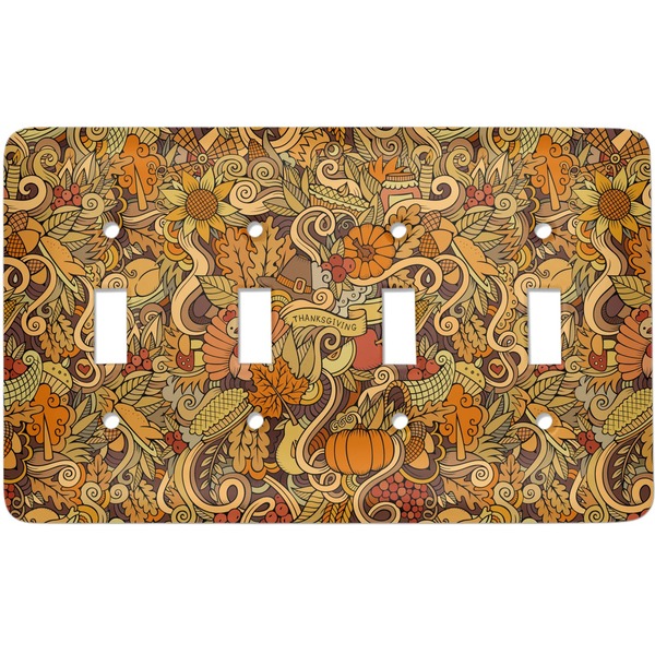 Custom Happy Thanksgiving Light Switch Cover (4 Toggle Plate)