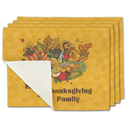 Happy Thanksgiving Single-Sided Linen Placemat - Set of 4 w/ Name or Text