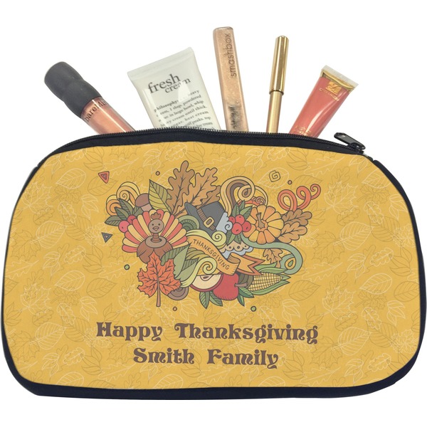 Custom Happy Thanksgiving Makeup / Cosmetic Bag - Medium (Personalized)
