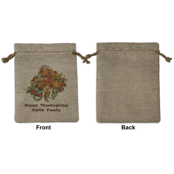 Happy Thanksgiving Medium Burlap Gift Bag - Front Approval