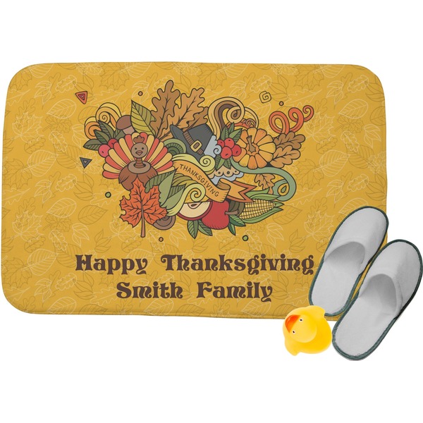 Custom Happy Thanksgiving Memory Foam Bath Mat - 24"x17" (Personalized)