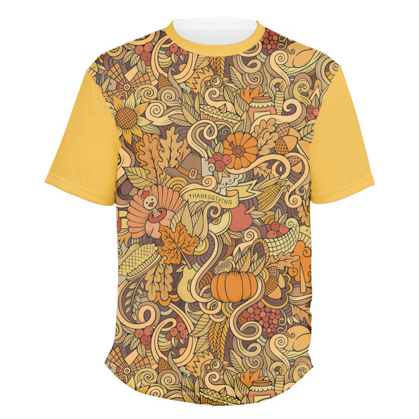 Custom Happy Thanksgiving Men's Crew T-Shirt - 3X Large