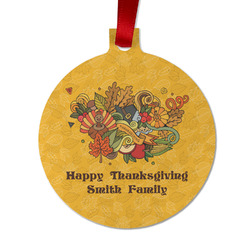 Happy Thanksgiving Metal Ball Ornament - Double Sided w/ Name or Text