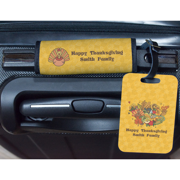 Happy Thanksgiving Metal Luggage Tag & Handle Wrap - In Context