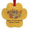 Happy Thanksgiving Metal Paw Ornament - Double Sided w/ Name or Text