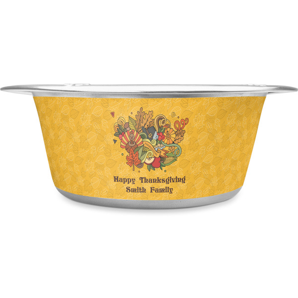 Custom Happy Thanksgiving Stainless Steel Dog Bowl - Large (Personalized)