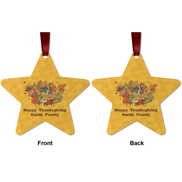 Happy Thanksgiving Metal Star Ornament - Front and Back