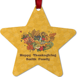 Happy Thanksgiving Metal Star Ornament - Double Sided w/ Name or Text