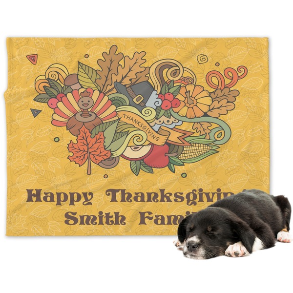 Custom Happy Thanksgiving Dog Blanket - Large (Personalized)