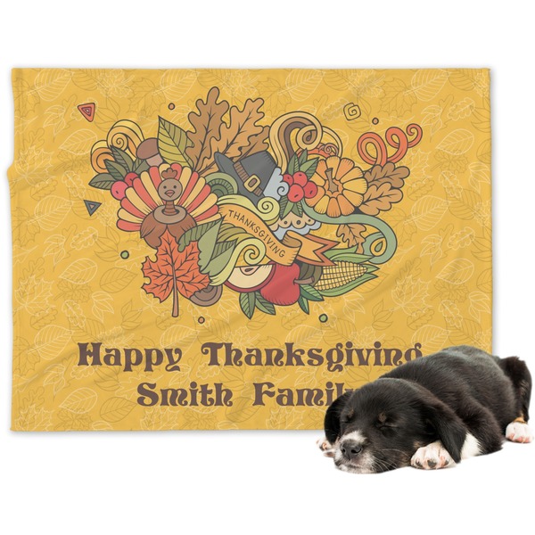 Custom Happy Thanksgiving Dog Blanket (Personalized)