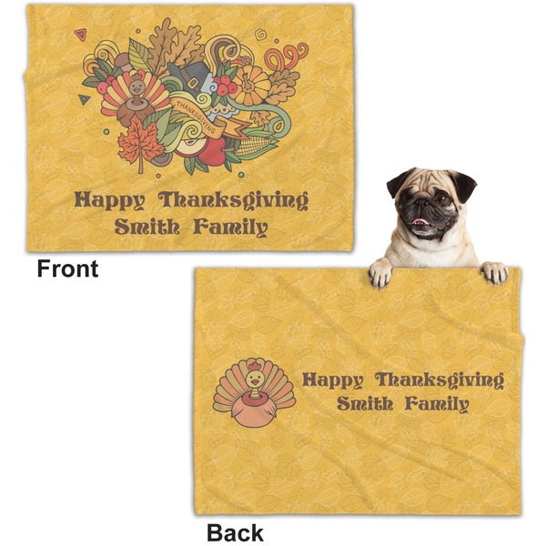 Happy Thanksgiving Microfleece Dog Blanket - Regular - Front & Back