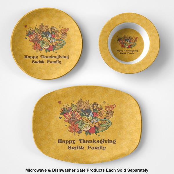 Happy Thanksgiving Microwave & Dishwasher Safe CP Plastic Dishware - Group