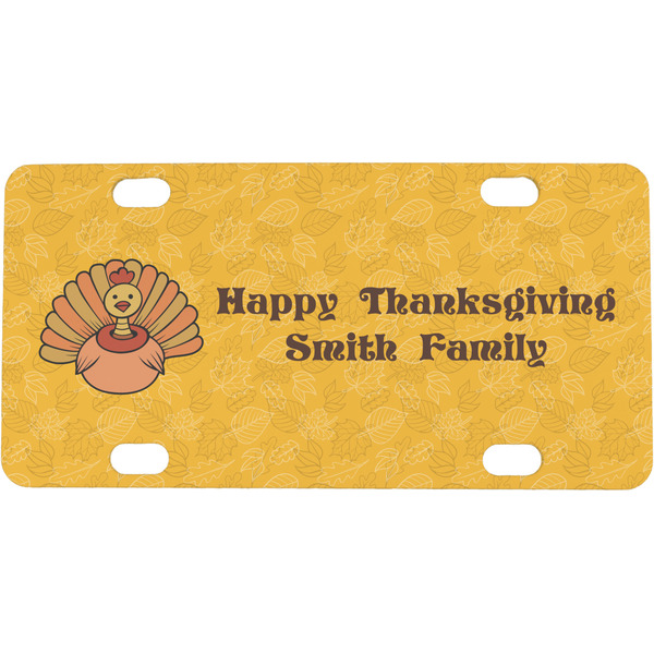 Custom Happy Thanksgiving Mini / Bicycle License Plate (4 Holes) (Personalized)