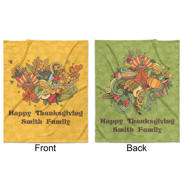 Happy Thanksgiving Minky Blanket - 50"x60" - Double Sided - Front & Back