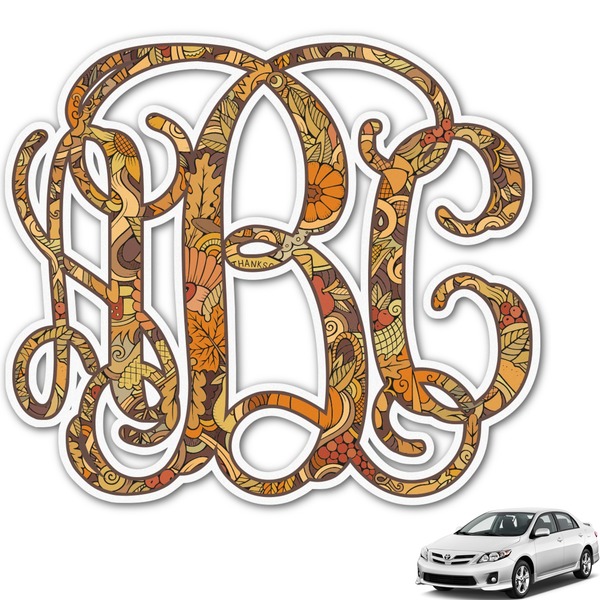 Custom Happy Thanksgiving Monogram Car Decal (Personalized)