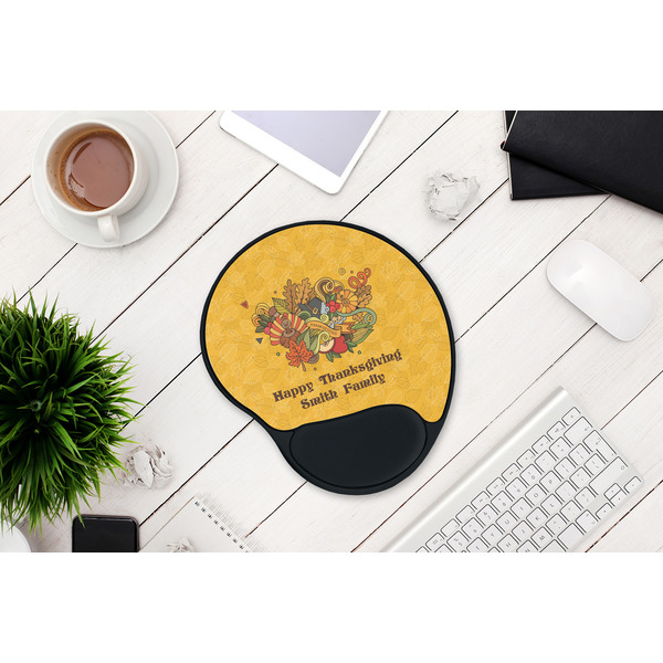 Happy Thanksgiving Mouse Pad with Wrist Rest - LIFESYTLE 1