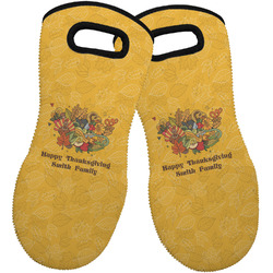 Happy Thanksgiving Neoprene Oven Mitts - Set of 2 w/ Name or Text