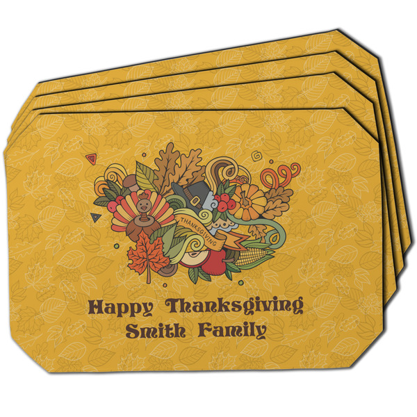 Custom Happy Thanksgiving Dining Table Mat - Octagon w/ Name or Text