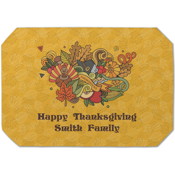 Custom Happy Thanksgiving Dining Table Mat - Octagon (Single-Sided) w/ Name or Text