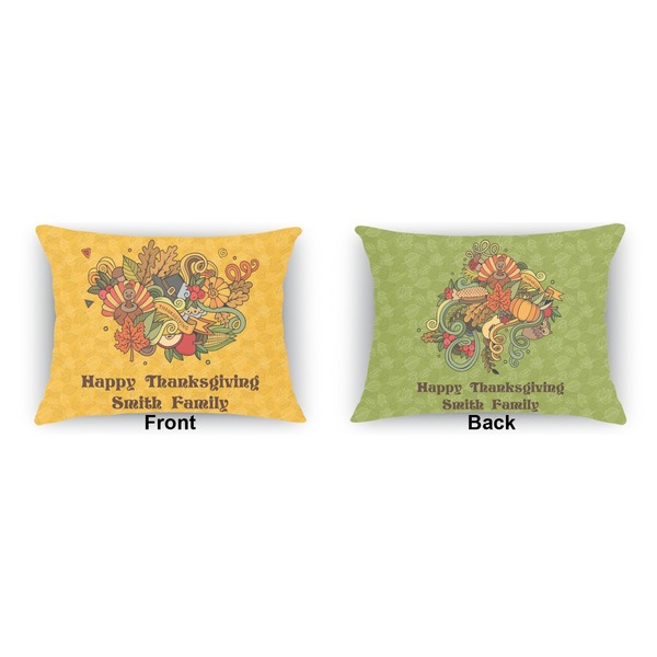 Happy Thanksgiving  Outdoor Rectangular Throw Pillow (Front and Back)