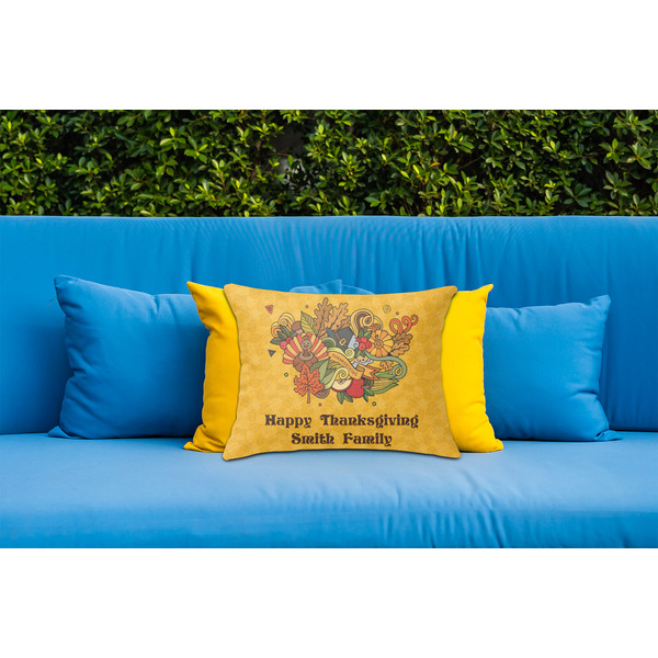 Happy Thanksgiving Outdoor Throw Pillow  - LIFESTYLE (Rectangular - 20x14)