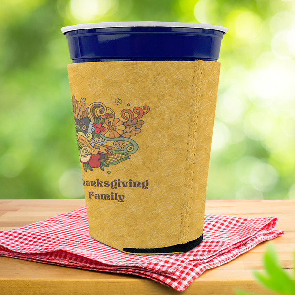 Happy Thanksgiving Party Cup Sleeves - with bottom - Lifestyle