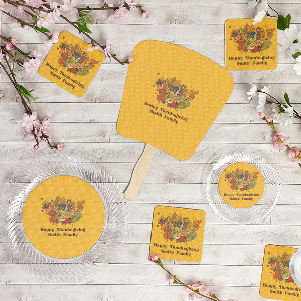 Happy Thanksgiving Party Supplies Combination Image - All items - Plates, Coasters, Fans