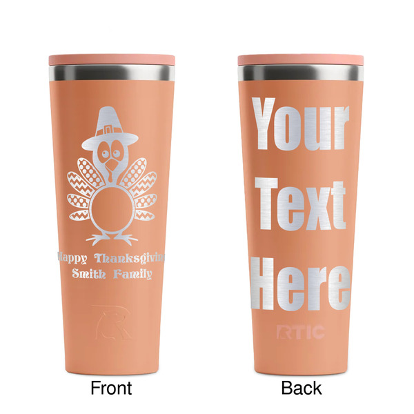 Happy Thanksgiving Peach RTIC Everyday Tumbler - 28 oz. - Front and Back