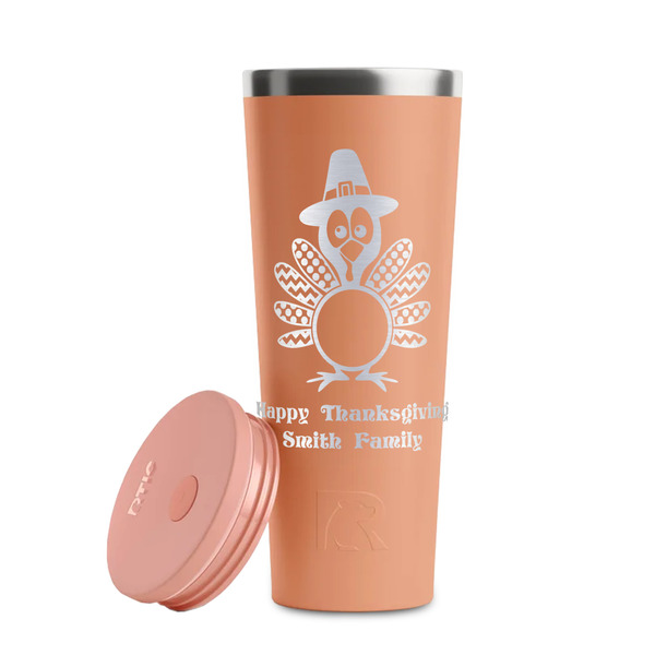 Happy Thanksgiving Peach RTIC Everyday Tumbler - 28 oz. - Lid Off