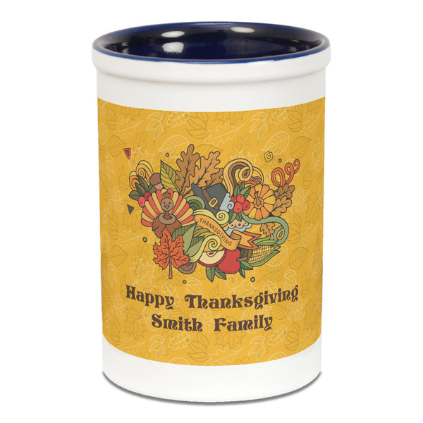 Happy Thanksgiving Pencil Holder - Blue