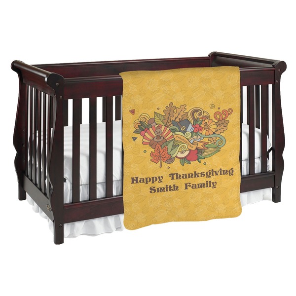 Custom Happy Thanksgiving Baby Blanket (Double Sided) (Personalized)