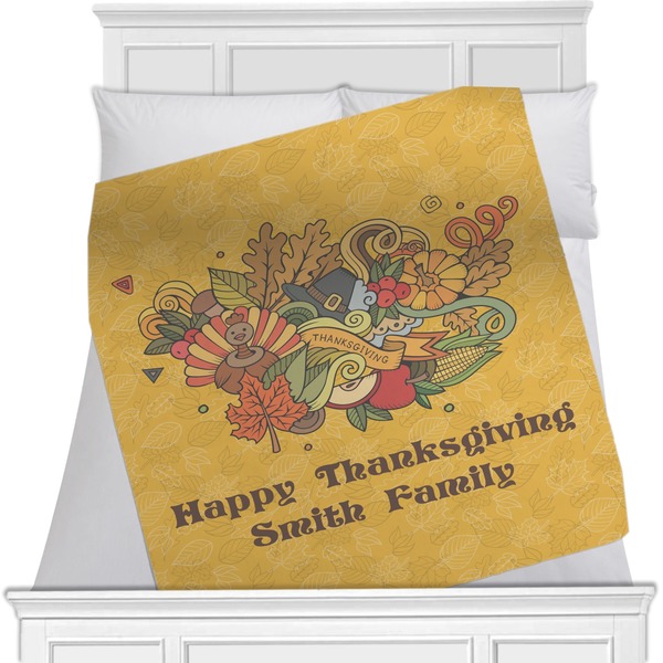 Custom Happy Thanksgiving Minky Blanket - Toddler / Throw - 60"x50" - Single Sided (Personalized)