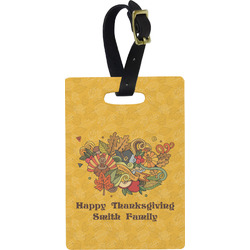 Happy Thanksgiving Plastic Luggage Tag - Rectangular w/ Name or Text