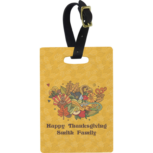 Custom Happy Thanksgiving Plastic Luggage Tag - Rectangular w/ Name or Text