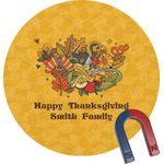Happy Thanksgiving Round Fridge Magnet (Personalized)
